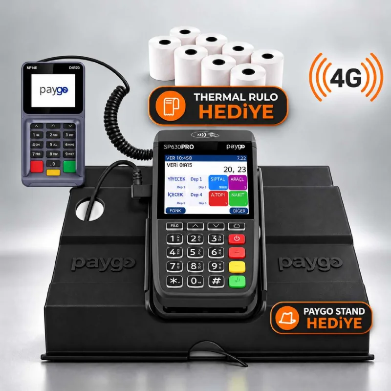 Paygo Sp630 Pro ECR 4G Mobil Pos Yazarkasa - SP130 Pinpad - ECR Stand